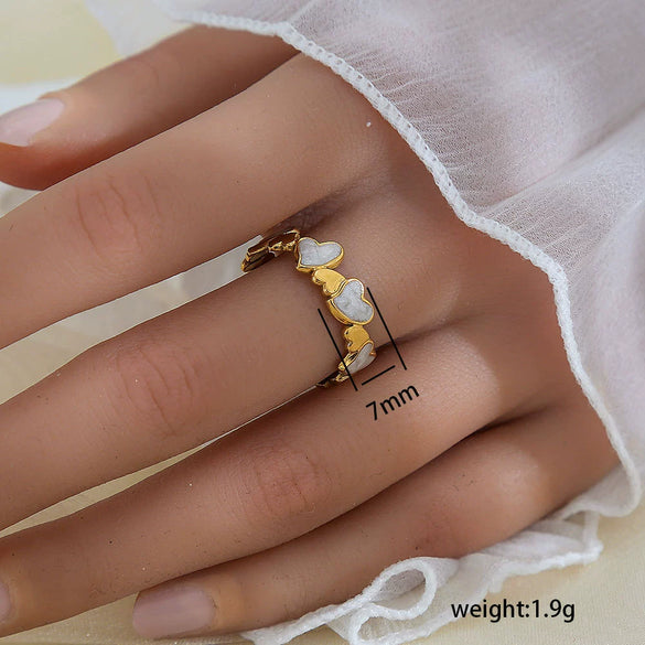 Simple Fashionable Stainless Steel And Titanium Steel Leaf And Flower Ring With Real Gold Plating For Women Geometric And U Shaped Design Unisex Style