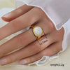 Simple Fashionable Stainless Steel And Titanium Steel Leaf And Flower Ring With Real Gold Plating For Women Geometric And U Shaped Design Unisex Style
