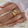 Simple Fashionable Stainless Steel And Titanium Steel Leaf And Flower Ring With Real Gold Plating For Women Geometric And U Shaped Design Unisex Style