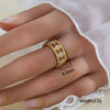 Simple Fashionable Stainless Steel And Titanium Steel Leaf And Flower Ring With Real Gold Plating For Women Geometric And U Shaped Design Unisex Style