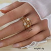 Simple Fashionable Stainless Steel And Titanium Steel Leaf And Flower Ring With Real Gold Plating For Women Geometric And U Shaped Design Unisex Style