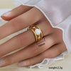 Simple Fashionable Stainless Steel And Titanium Steel Leaf And Flower Ring With Real Gold Plating For Women Geometric And U Shaped Design Unisex Style