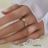 Simple Fashionable Stainless Steel And Titanium Steel Leaf And Flower Ring With Real Gold Plating For Women Geometric And U Shaped Design Unisex Style