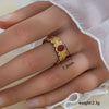 Simple Fashionable Stainless Steel And Titanium Steel Leaf And Flower Ring With Real Gold Plating For Women Geometric And U Shaped Design Unisex Style