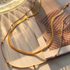 Simple Fashionable Unisex Alloy Double Layer Snake Bone Bead Clavicle Necklace Geometric Pendant Electroplated Cross Chain Jewelry