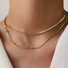 Simple Fashionable Unisex Alloy Double Layer Snake Bone Bead Clavicle Necklace Geometric Pendant Electroplated Cross Chain Jewelry