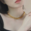 Simple Fashionable Women's Hiphop Short Clavicle Chain Titanium Steel Geometric Electroplated Necklace
