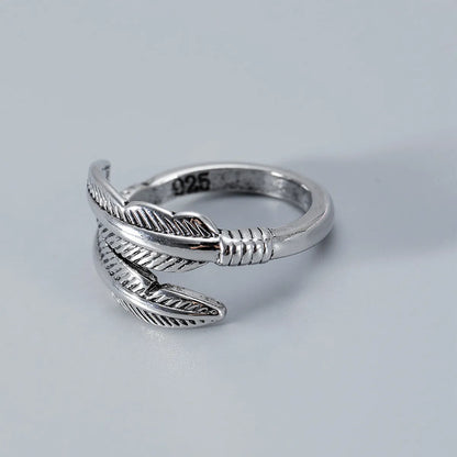 Simple Feather Adjustable Ring Wholesale