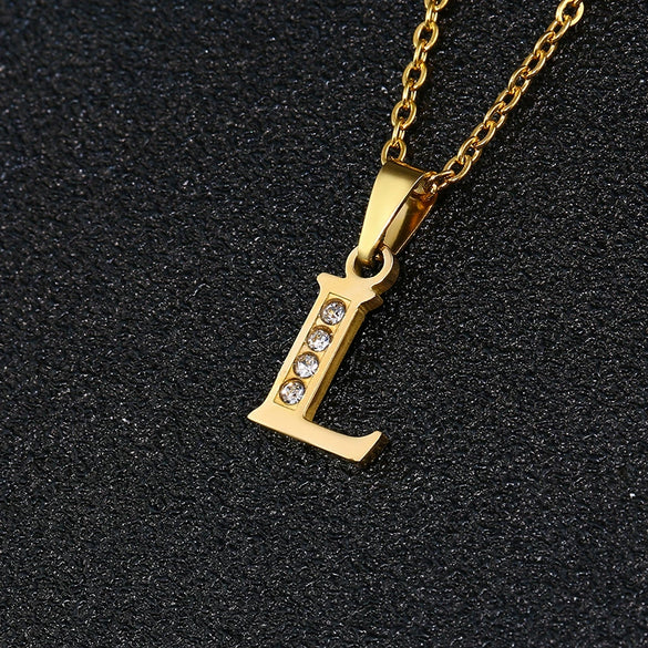 Simple Female Student Letter Pendant Clavicle Chain In Titanium Steel With Diamond Treatment And O Chain