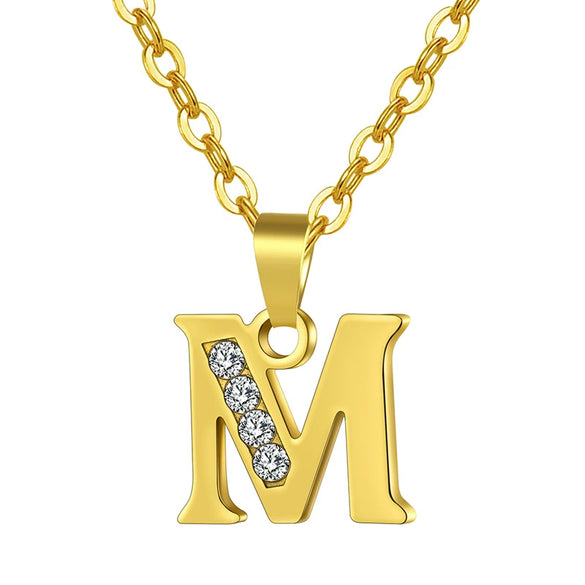 Simple Female Student Letter Pendant Clavicle Chain In Titanium Steel With Diamond Treatment And O Chain