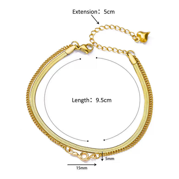 Simple Figaro Blade Chain Women's Anklet Titanium Steel Plated Stainless Steel Geometric Jewelry