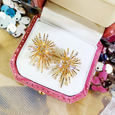 Simple Fireworks Shaped Rhinestone Alloy Earrings Wholesale