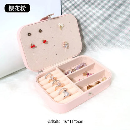 Simple Flip Travel Double Layer Jewelry Box Ring Necklace Ear Stud Pendant Jewelry Box Portable Jewelry Storage Box