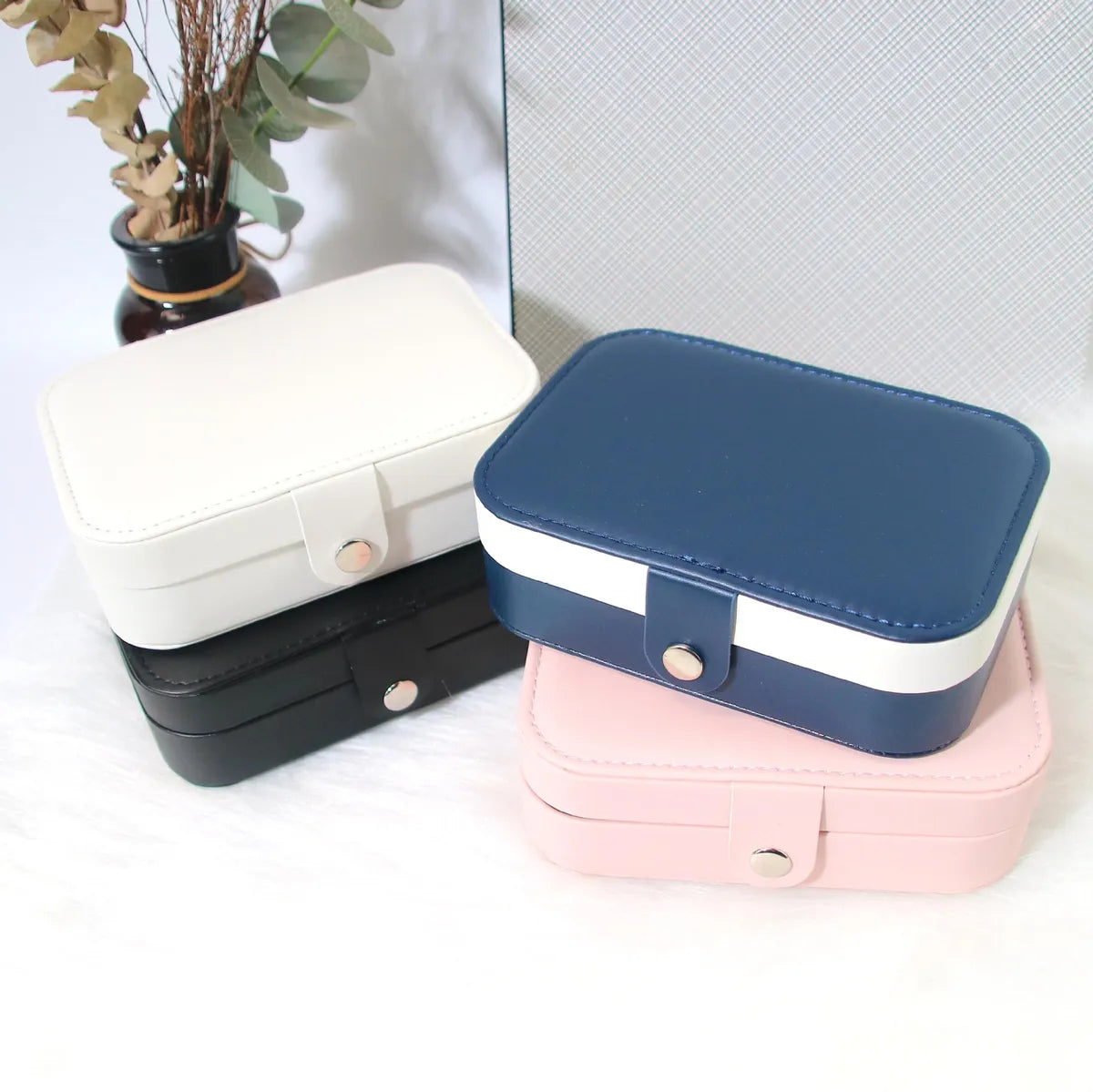 Simple Flip Travel Double Layer Jewelry Box Ring Necklace Ear Stud Pendant Jewelry Box Portable Jewelry Storage Box