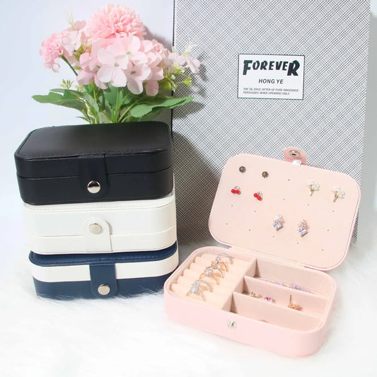 Simple Flip Travel Double Layer Jewelry Box Ring Necklace Ear Stud Pendant Jewelry Box Portable Jewelry Storage Box