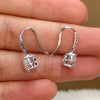 Simple Fourclaw Zircon Micro Inlay Fresh Copper Earrings With Diamond Treatment Process And Geometric Pattern