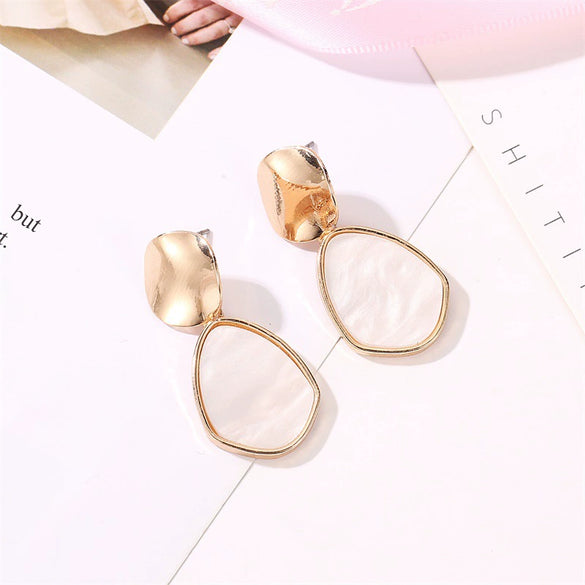 Simple Fresh Style Alloy Earrings With Geometric And Heart Patterns For Girls Hollow Round Shape