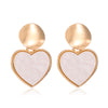 Simple Fresh Style Alloy Earrings With Geometric And Heart Patterns For Girls Hollow Round Shape