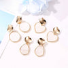 Simple Fresh Style Alloy Earrings With Geometric And Heart Patterns For Girls Hollow Round Shape