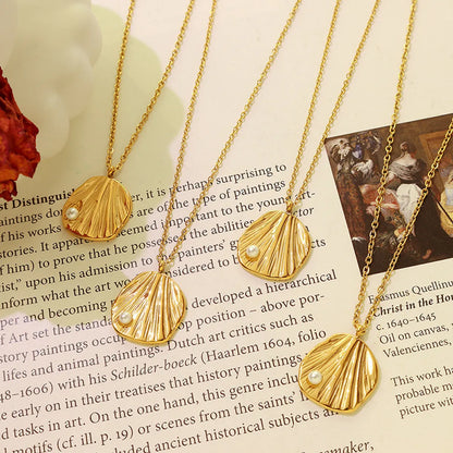 Wholesale Jewelry Simple Style Printing 304 Stainless Steel 18K Gold Plated Plating Necklace