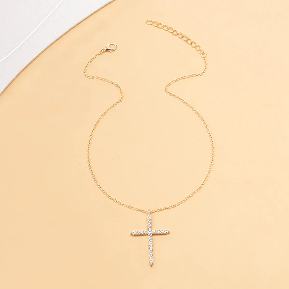 Simple Full Diamond Cross Necklace Wholesale Jewelry