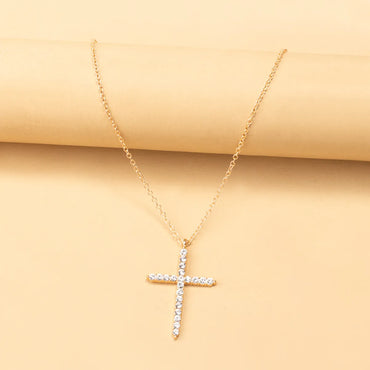 Simple Full Diamond Cross Necklace Wholesale Jewelry