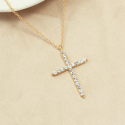 Simple Full Diamond Cross Necklace Wholesale Jewelry