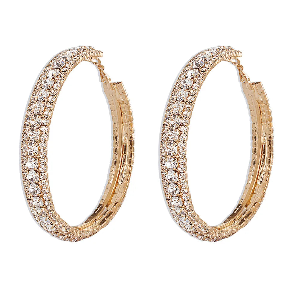 Simple Full Diamond Geometric Hoop Earrings Wholesale Nihaojewelry