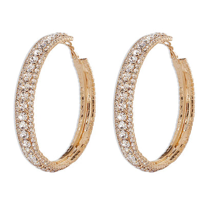 Simple Full Diamond Geometric Hoop Earrings Wholesale Nihaojewelry