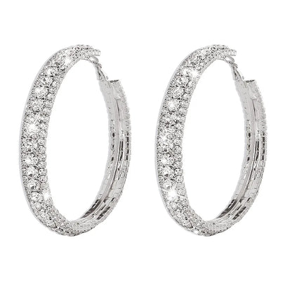 Simple Full Diamond Geometric Hoop Earrings Wholesale Nihaojewelry