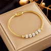 Simple Full Diamond Spacer Beaded Titanium Steel Magnet Buckle Heavy Metal Jewelry Bracelet For Women With Electroplating Process