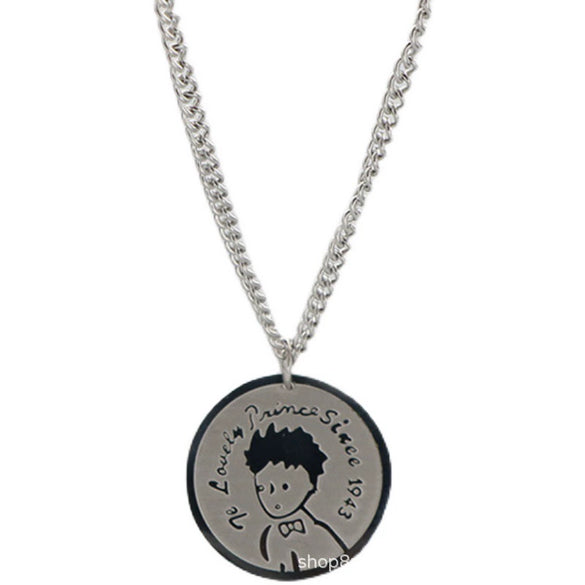 Simple Genderfree Hiphop Sweater Chain With Little Prince Cartoon Character Pendant In Japanese Titanium Steel