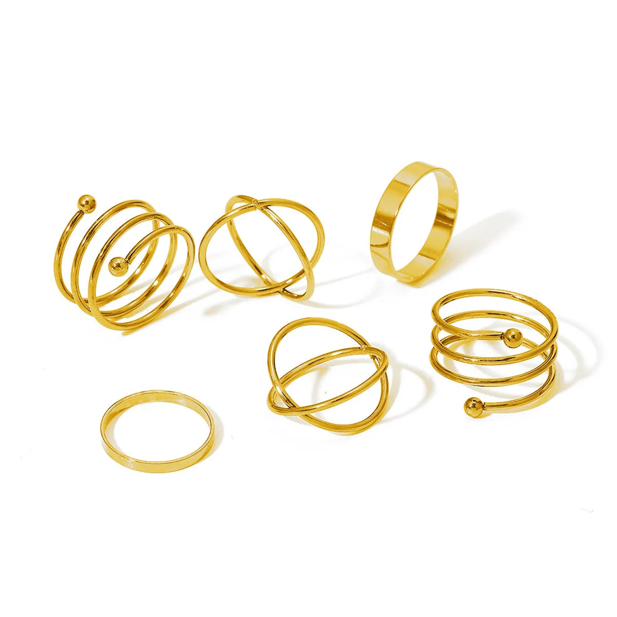 Simple Geometic Alloy Ring 7 Pieces Set