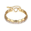 Simple Geometric Alloy Bracelet With Precious Stone Inlay Ice Gold And Silver Fashion Unisex Jewelry