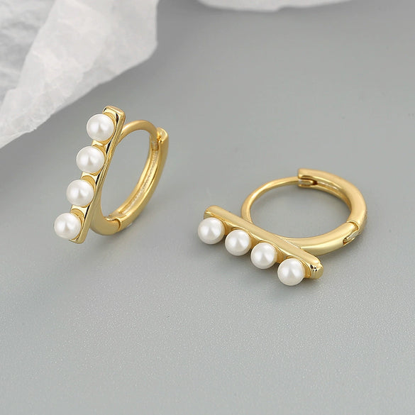 Simple Geometric Beaded Circle Earrings In Electroplated 925 Sterling Silver Fashion Ear Buckle Earrings For Women