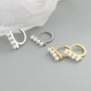 Simple Geometric Beaded Circle Earrings In Electroplated 925 Sterling Silver Fashion Ear Buckle Earrings For Women