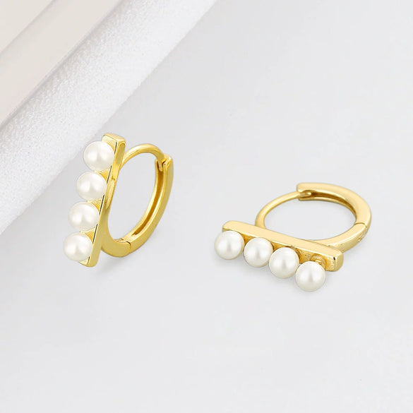Simple Geometric Beaded Circle Earrings In Electroplated 925 Sterling Silver Fashion Ear Buckle Earrings For Women