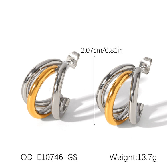 Simple Geometric C Shaped Line Women's Earrings In Titanium Steel Stainless Steel With Electroplating And Vacuum Plating