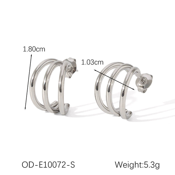 Simple Geometric C Shaped Line Women's Earrings In Titanium Steel Stainless Steel With Electroplating And Vacuum Plating