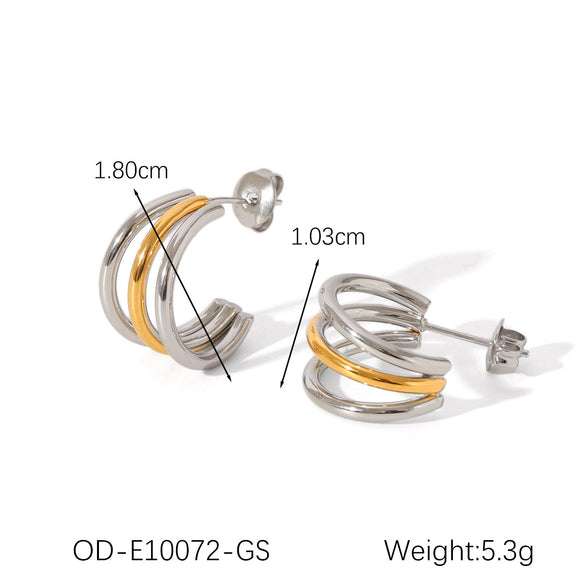 Simple Geometric C Shaped Line Women's Earrings In Titanium Steel Stainless Steel With Electroplating And Vacuum Plating