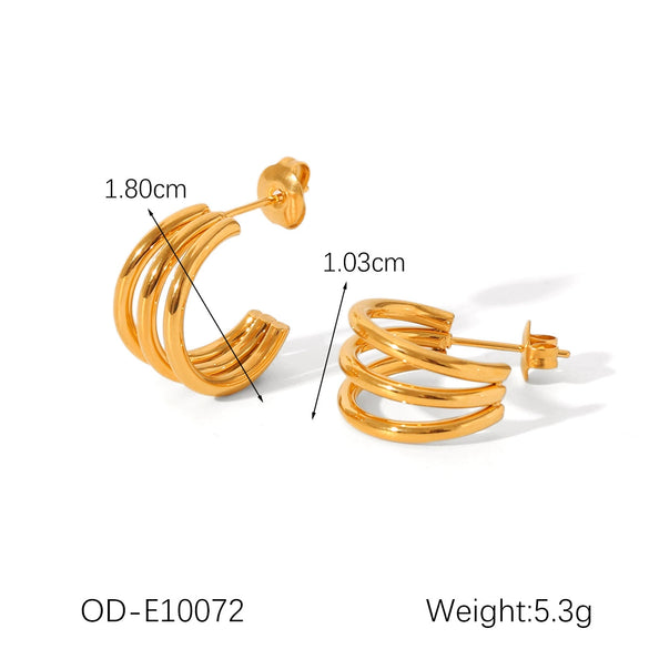 Simple Geometric C Shaped Line Women's Earrings In Titanium Steel Stainless Steel With Electroplating And Vacuum Plating