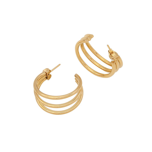 Simple Geometric C Shaped Stainless Steel Earrings With Electroplating Treatment