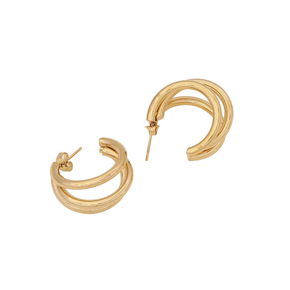 Simple Geometric C Shaped Stainless Steel Earrings With Electroplating Treatment