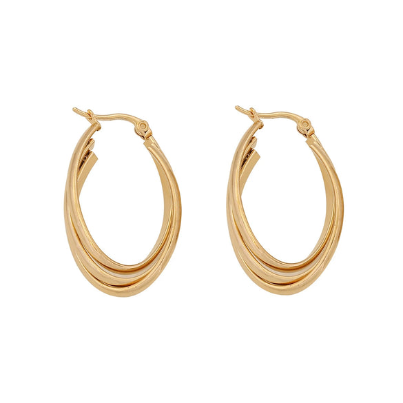Simple Geometric C Shaped Stainless Steel Earrings With Electroplating Treatment