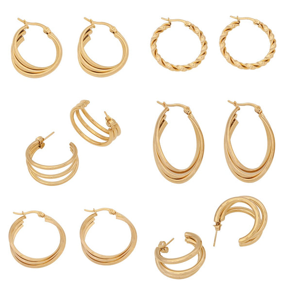 Simple Geometric C Shaped Stainless Steel Earrings With Electroplating Treatment
