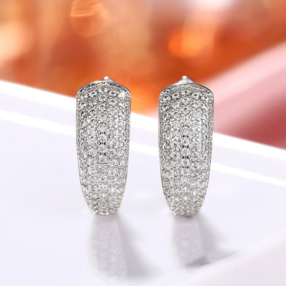 Simple Geometric Copper Inlaid Zircon Earrings For Women