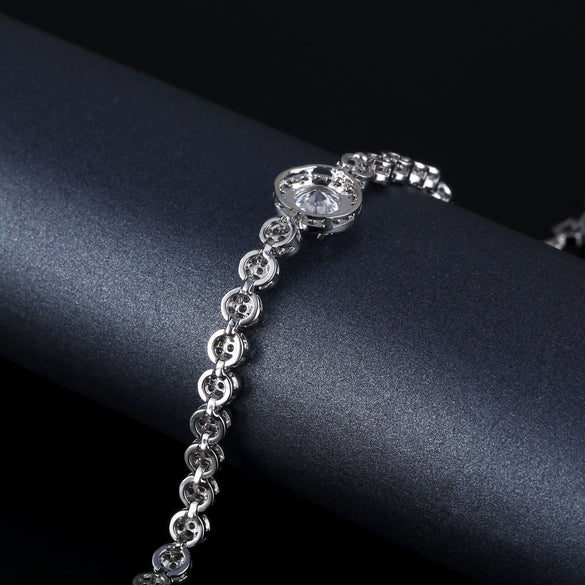 Simple Geometric Copper Zircon Bracelet In Vintage Silver Tone For Women And Unisex Jewelry Wholesale