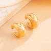 Simple Geometric Cshaped Glossy Metal Earrings For Women With Electroplating Design