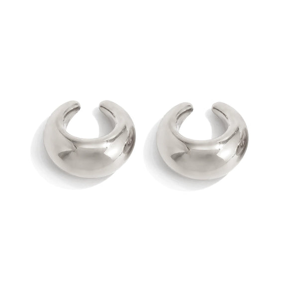 Simple Geometric Cshaped Glossy Metal Earrings For Women With Electroplating Design