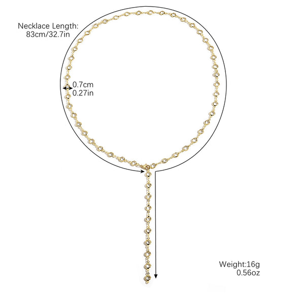 Simple Geometric Drop Shape Artificial Crystal Yshaped Necklace For Women